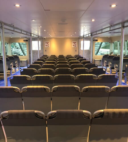 internal view of ferry seating